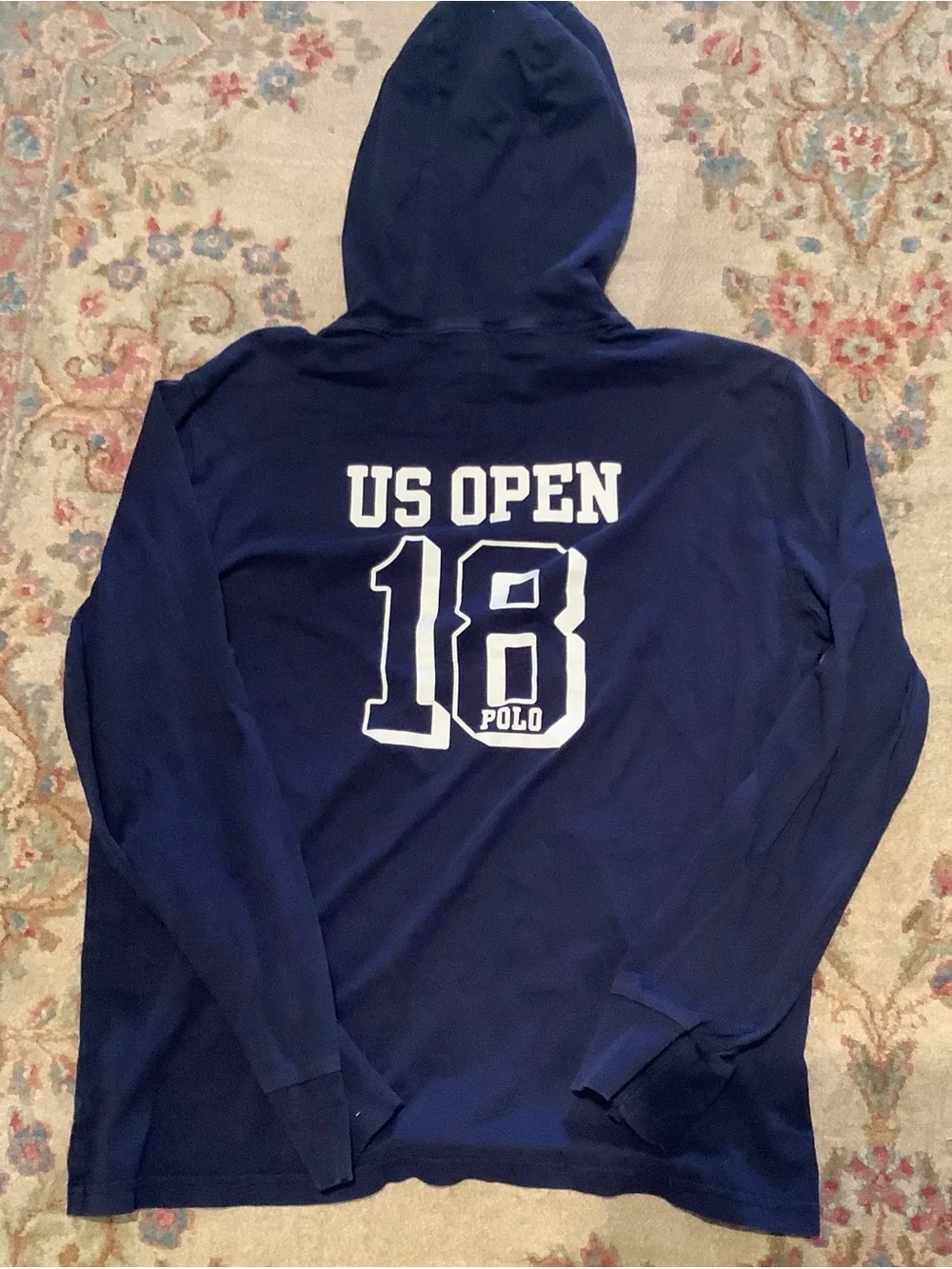 Polo by Ralph Lauren Navy US Open Hoodie with Red Drawstring Sz Medium